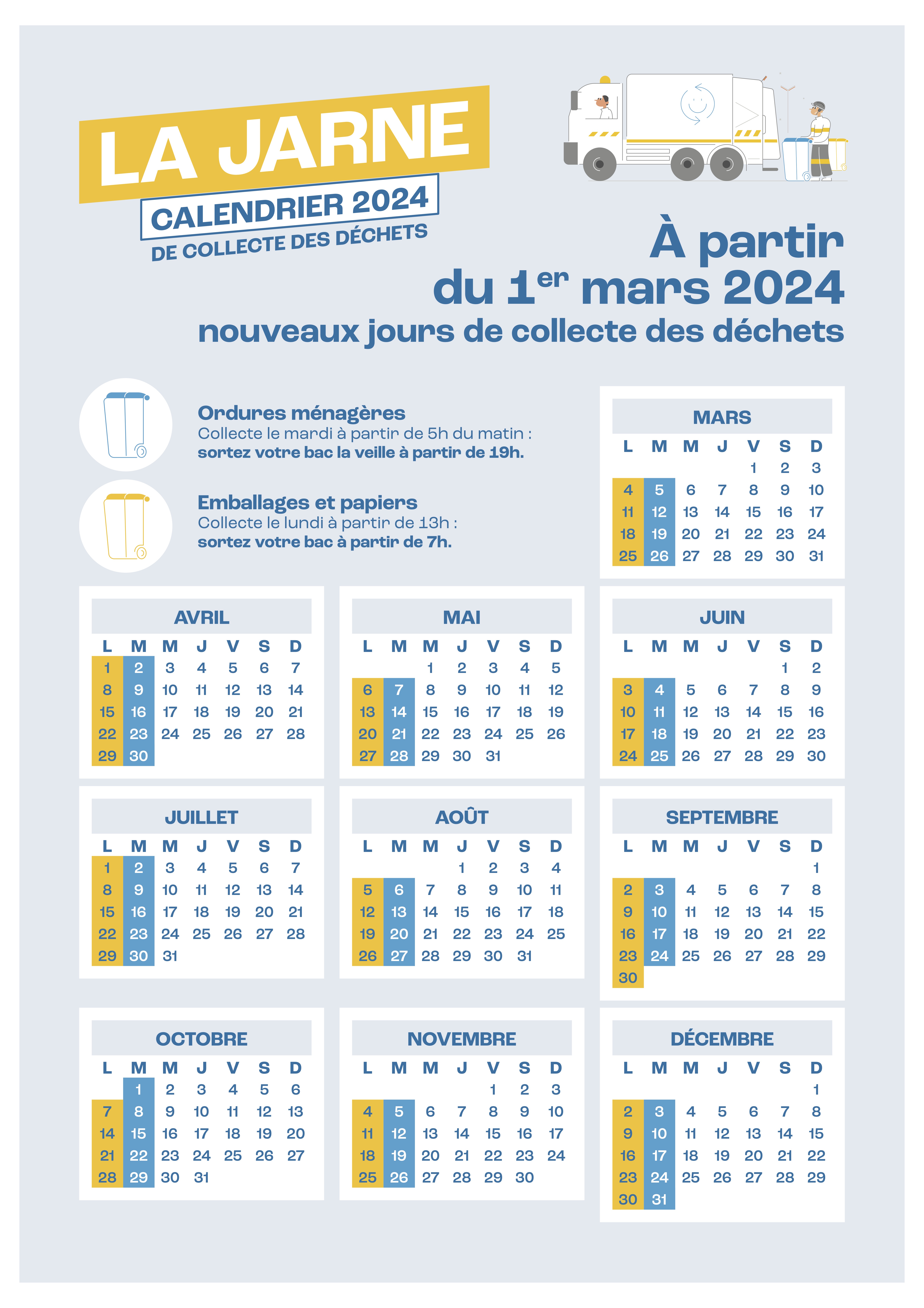 calendrier collecte dechets mars 24 Calendrier La Jarne