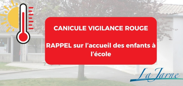 Canicule - Rappel sur l'accueil des enfants &agrave; l'&eacute;cole